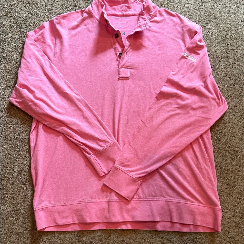 B. Draddy 1/4 long sleeve pullover, RobinHood embroidery, men’s XXL pink